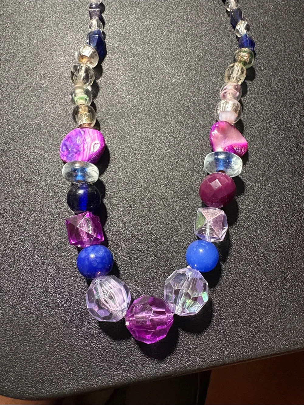 Handcrafted Purple & Blue Beaded Necklace